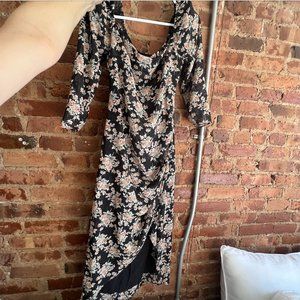 Black floral formal dress